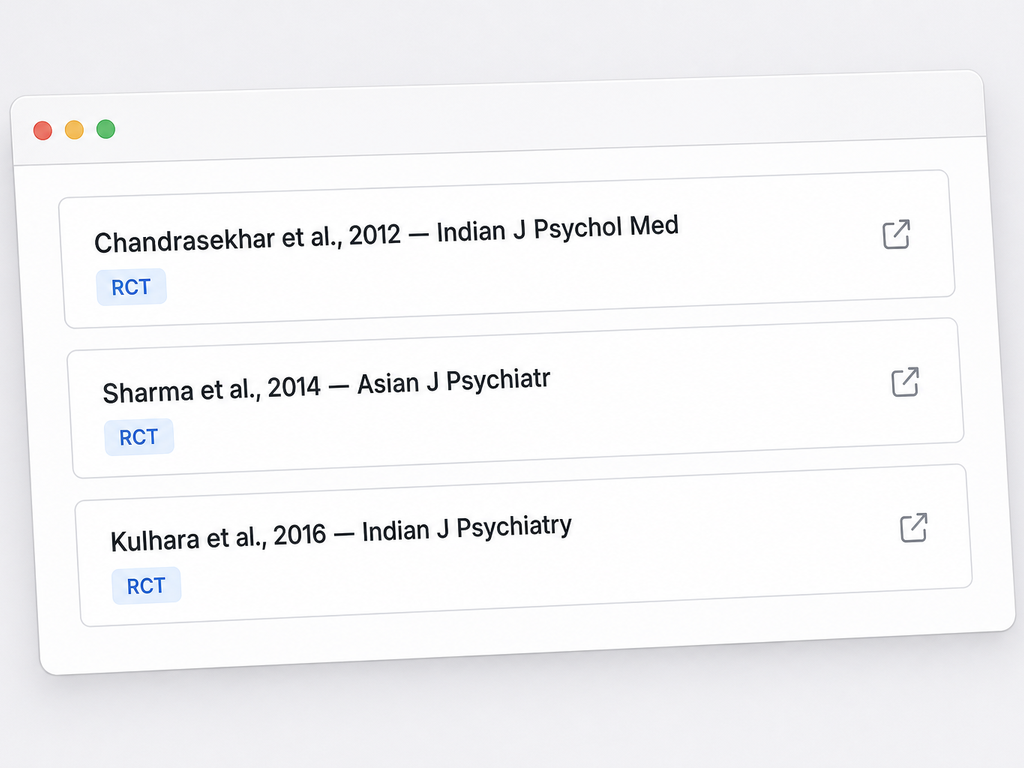 A list of three trial citations on Proof.fit, each linked to its source journal.